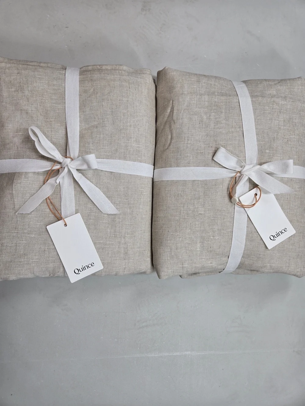 NWT QUINCE Set Of 2 48x84 European Linen True Blackout Curtains Flax 9993